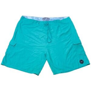 Ron Jon Surf Shop Mens Teal Cargo Board Shorts Swim Shorts Sporty Size 44